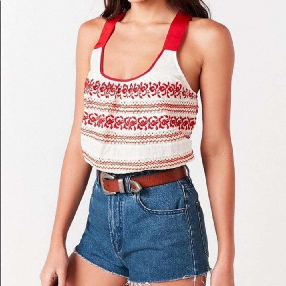 Urban Outfitters Embroidered Cropped Tank